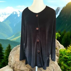 Kathy Ireland Black Button Down Shirt Elegant Style